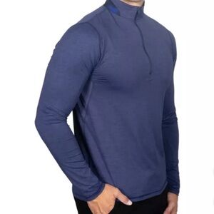 New Greyson 1/4 Zip Mockneck Active Wear Men’s Long Sleeve Shirt Navy Size L